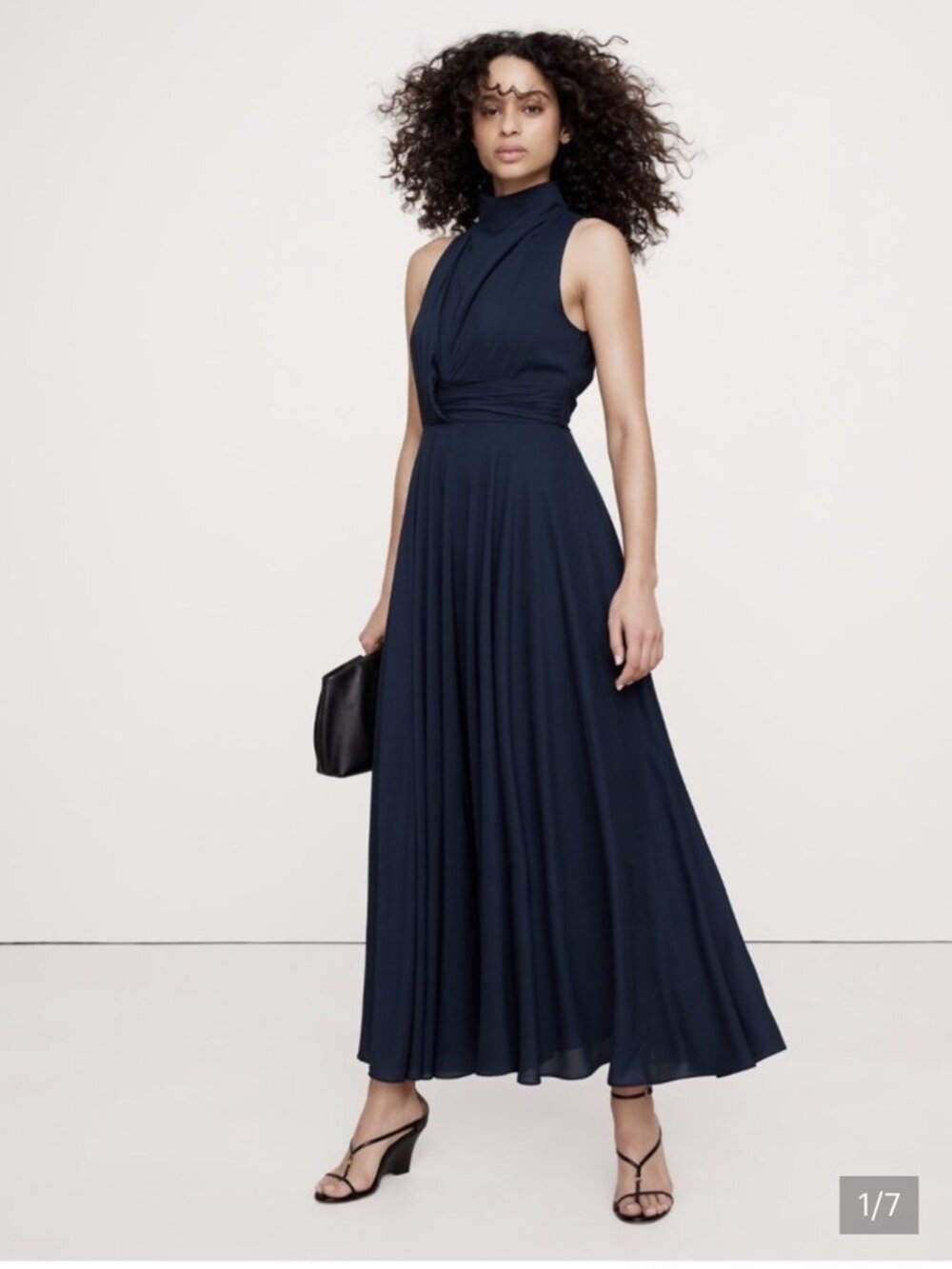 Banana republic size 2 stretch crepe maxi dress navy, worn once